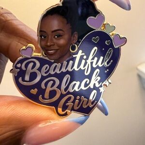 Beautiful Black Girl Enamel Pin - Purple Heart Design